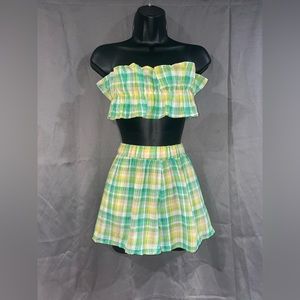 Green and yellow plaid set